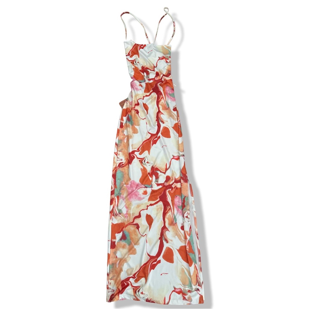 SHEIN Maxi Summer Dress Size S Multicolor White / Red / Pink / Blue / Tan